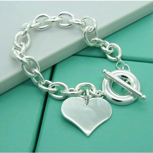 925 Jewelry Silver Heart Pendant Bracelet For Women Bracelet Jewelry Fashion Party Gifts