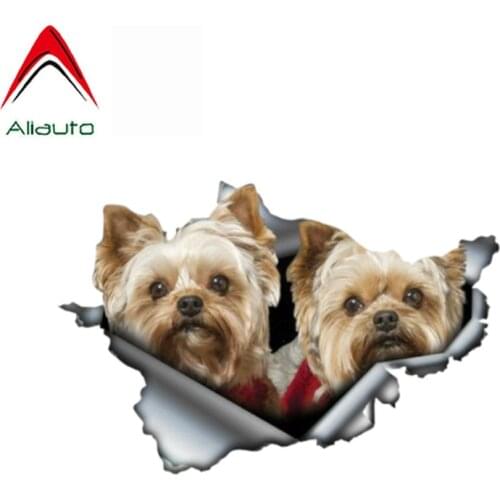 Aliauto Two Yorkies Pair Sticker 3D Pet Graphic Vinyl Decal Car Window Laptop Bumper Car Stickers,13cm*8cm