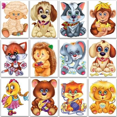 5D DIY Diamond Painting Cartoon animal dog rabbit fox lion Full Square&Round embroidery mosaic Cross stitch home decor sale art