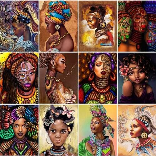 Diamond Painting Girl Portrait Picture Embroidery Crossing African Ethnic Diy Mosaic Art Birthday Gift Cross Stitch Home Decor