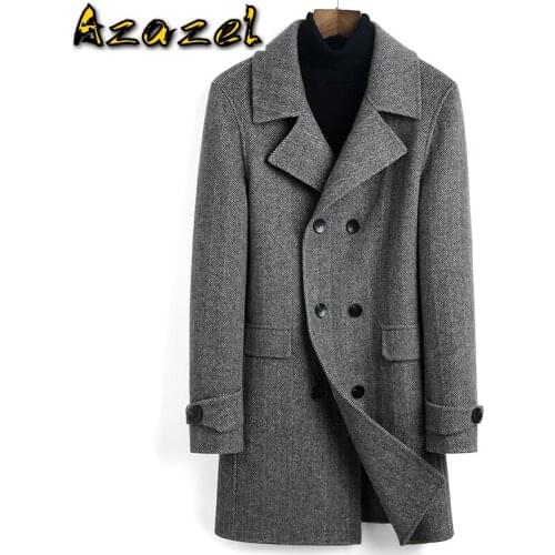 Azazel 100% Wool Coat Long Jacket Men Spring Autumn Double Breasted Mens Coats and Jackets Abrigo Hombre 2020 9910 KJ4296