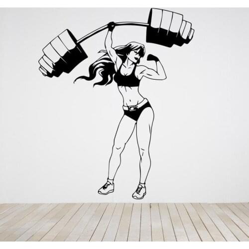 Bodybuilder Gym Fitness Decal Coach Sport Muscles Woman Wall Sticker Vinyl Decal Mural Art Decor E170