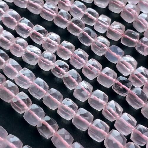 Loose beads ROSE QUARTZ square faceted 6-7mm for DIY jewelry making loose beads FPPJ wholesale nature 20CM