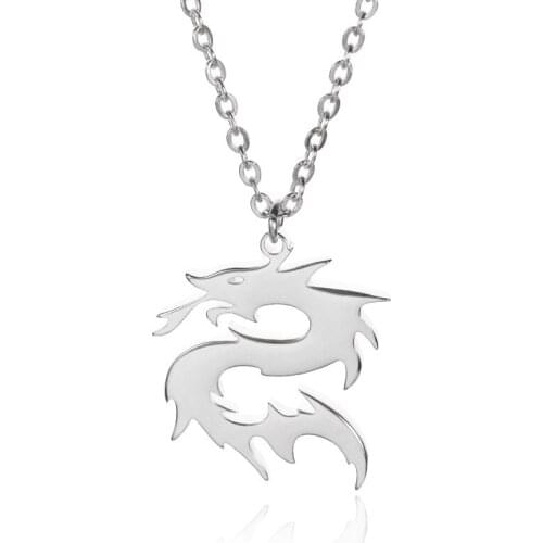 Fashion Gothic Necklace For Women Mens Chain Stainless Steel Dragon Pendant Goth Jewelry Choker Silver Color Aesthetic Gifts