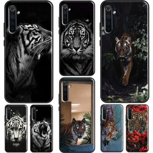 TIGER black and white monochrome Case For Realme 6 7 8 Pro Q3 GT Neo C21 C15 C3 Funda For OnePlus 8 Pro 9 Pro Nord 7T 8T 9R