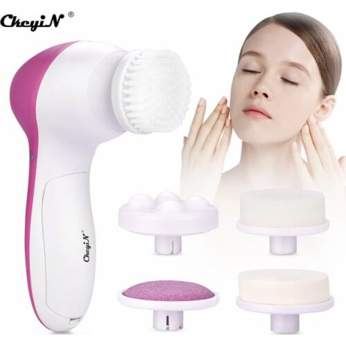 Electric 5 in 1 Face Cleaning Brush Facial Cleanser Skin Pore Deep Cleaner Blackhead Cleansing Massager Skin Care Beauty Machine