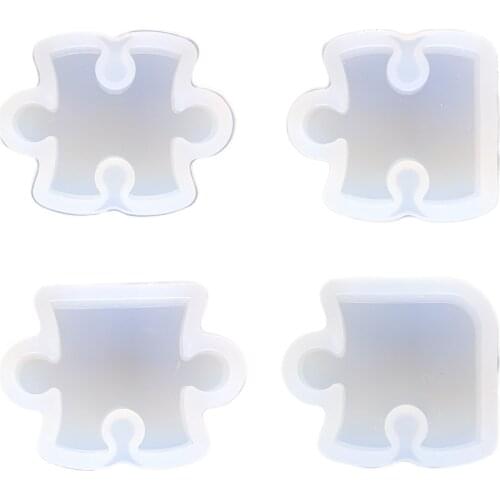 4PCS Crystal Epoxy Resin Mold DIY Silicone Puzzle Mold Handmade Puzzle Games Casting Mould Jewelry Pendant Making Tool