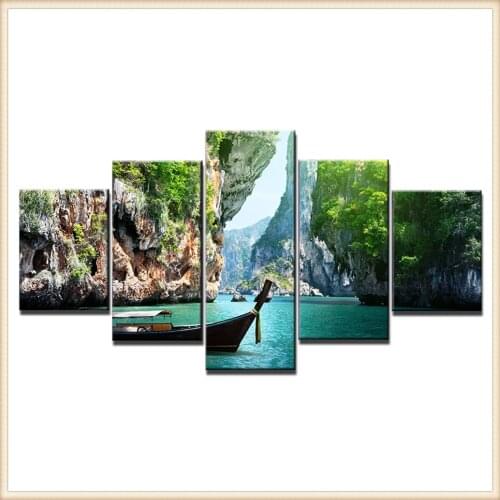 HD 5 Pieces Scenic Snow-capped and Lakes Pictures Posters Wall Art Home Decor for Living Room Painting Wall Art Anime Poster