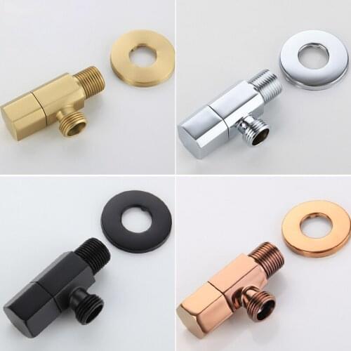 Chrome / Black / Gold / Rose Gold / Brushed Gold Soild Brass G1/2 Angle Valve Switch Valve For Bathroom Kitchen
