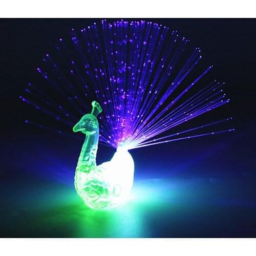 2PCS LED Glow Peacock Finger Light Luminous Ring Lamp Toy Flash Kid Fluorescent Shiny Neon Flashing Party Gift Decoration