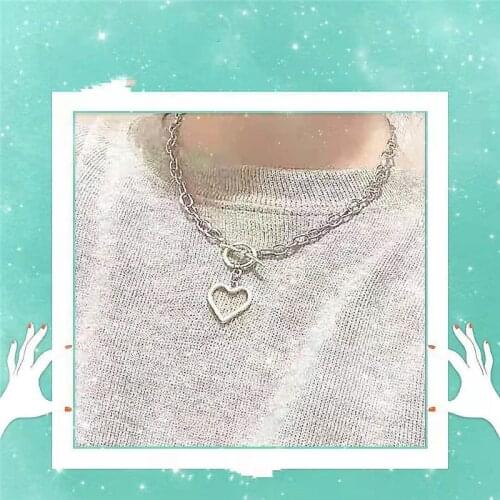 Exquisite Love Heart Shape Inlaid Zircon Pendant Necklace For Women Shiny Elegant Charm Sweater Necklaces Choker Fine Jewelry
