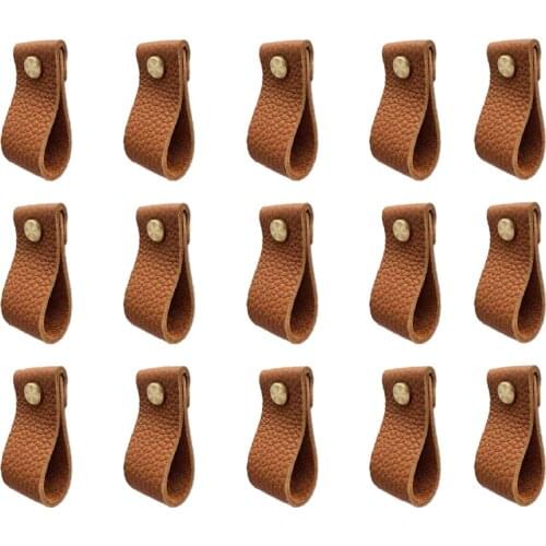 Leather Dresser Knobs,15Pack Knobs for Dresser Drawers,Furniture Drawer Knobs,Perfect Replacement of Metal Cabinet Knobs