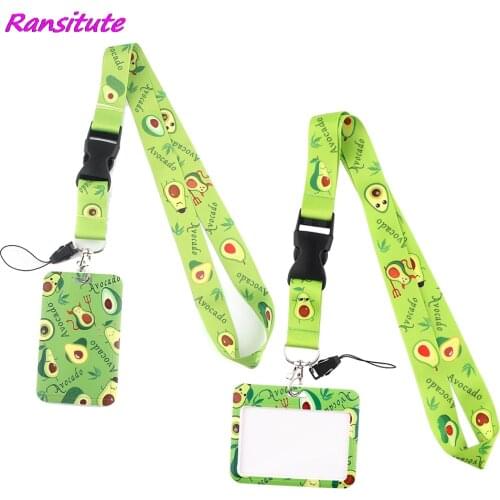 Ransitute R1481 Green Avocado Creative Lanyard Card Holder Student Hanging Neck Phone Lanyard Badge Subway Access Card Holder