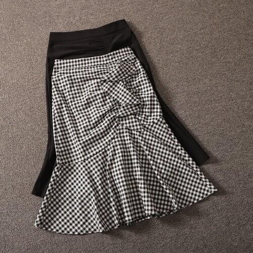 Summer Skirts for Women 2021 Fashion Bag Hip Mermaid Skirt Plaid Skirt Slim Was Thin and High Waist Bag Irregular Skirt