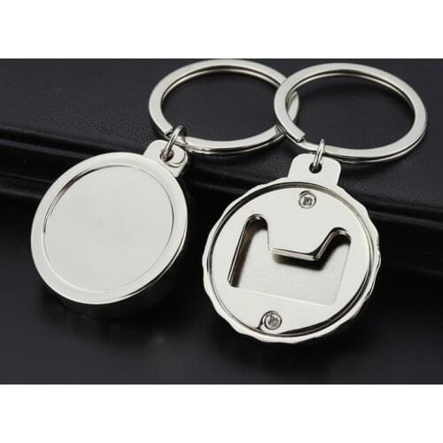 Custom Logo Metal Bottle Opener Keychain Beer Bottle Cap Shaped Key Chain Key Holder Bottle Opener with Epoxy Dome Resin Sticker