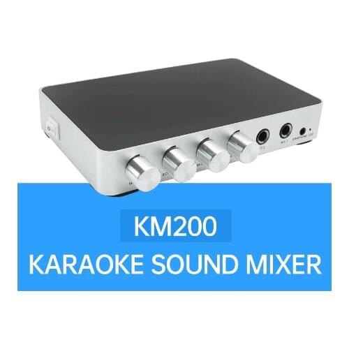 KM200 4K Mini HD Karaoke Sound Mixer Audio Mixer Dual Microphone Input Volume Adjustment for Stage KTV Room Mesa de Mezclas de