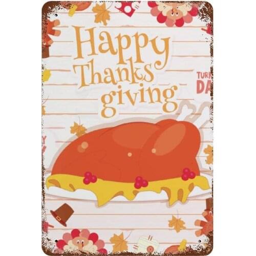 NoBrands Vintage Retro Metal Tin Sign Wall Decor Art Thanks Giving Turkey Delicious Foods Home Decor Plaque Poster 20x30