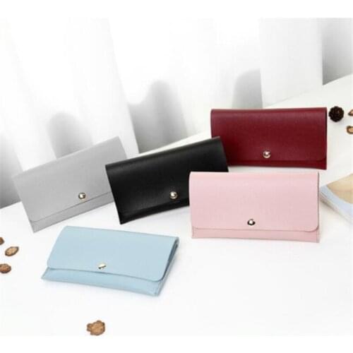Pu Leather Wallet Womens Wallet Female Purses Solid Color Coin Purse Card Holder Wallets Female Clutch Money Bag