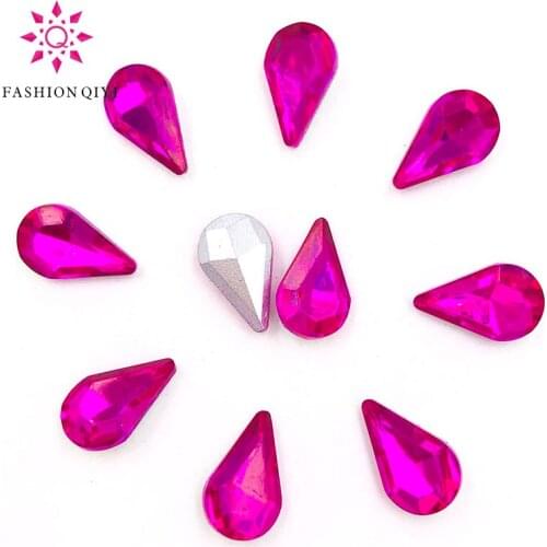 New arrival 5X8mm/6X10mm/8X13mm Rose red Teardrop pointback pear shape Glass crystal rhinestones 50pcs diy Nail art accessories