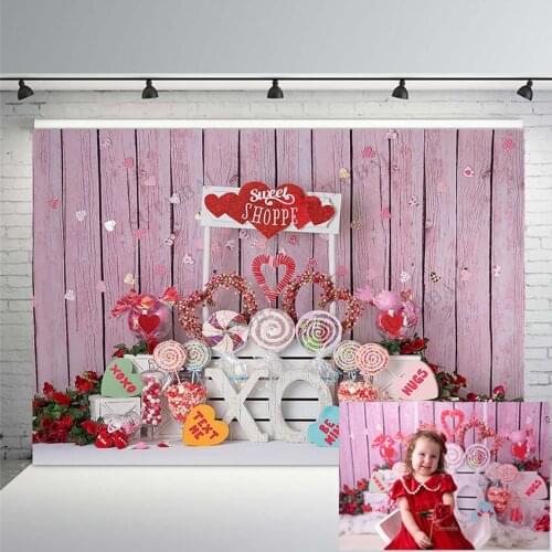 Rose Love Candy Shop Wood Wall Valentines Day Photography Background Dating Lovers Party Theme Backdrop For Photo Studio Props