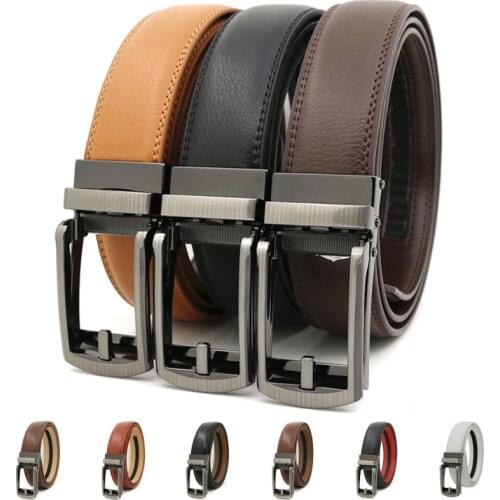 New High Quality Leather Mens Jeans Belt Luxury Fake Needle Belts Automatic Buckle Mens Two-layer Cowhide Leather Waist Belt