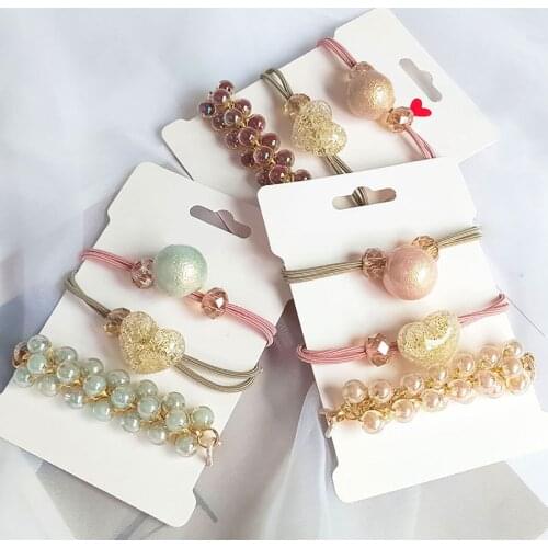 3PCS Hair Tie Pearl Beads Assorted Elastic Hair Band Ponytail Holder Cute Simple Hair Rope Hair Accessories