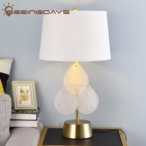 Luxurious Leaf Glass Crystal Table Lamps For Living Room Bedroom Home Decor Bedside Lamp Indoor Lighting 110v 220v