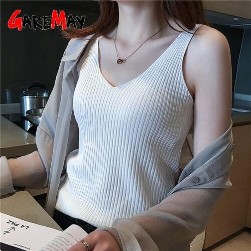 V-neck Halter Sexy Camisole Top 2021 Summer Women Sexy Off-Shoulder Solid Color Sleeveless Camis Womens Clothing Tanks Tops