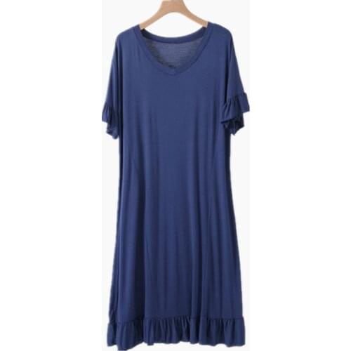 Sweet Lotus Short Sleeve Nightdress Summer Plus Size Modal Long Dress Comfortable Women Nightgowns Loose Sleepwear Night Shirt