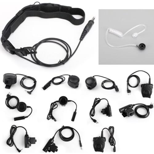 Artudatech Tactical Throat Acoustic Tube 7.1mm Plug Mic Headset + Free Combination PTT Wire