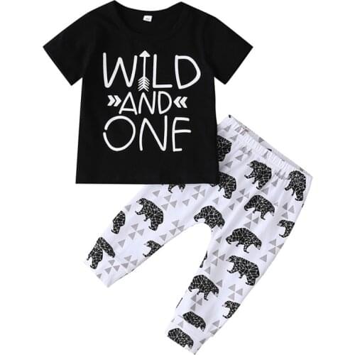 Tops + Letter Cotton Pants 2pcs Set Boys 0-2Y 2pcs Clothes Sets 2021 Summer Baby Boy Clothing Toddler Casual T-shirt new 35