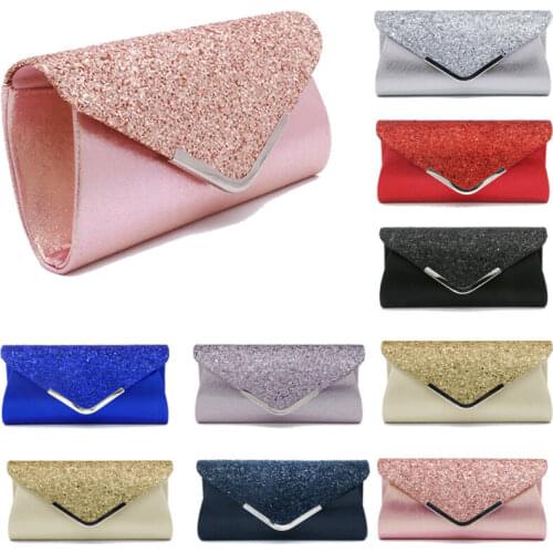 Evening Women Sequin Bridal Envelope Clutch Club Party Prom Handbag Shoulder Bag