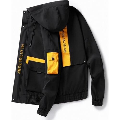 Mens Windbreaker Spring Jacket Steetwear Korean Japanese Cargo Bomber Jackets Autumn Big Pockets Harajuku Hip Hop Coats,ZA334