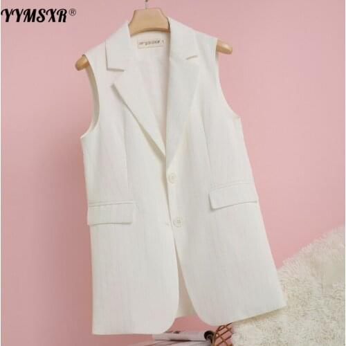 Womens Vest Jacket High Quality Autumn 2021 New Loose Professional Plaid Single-breasted Mid-length Vest Blazer Women