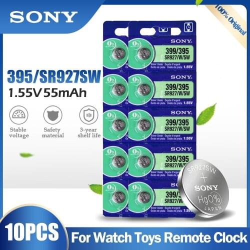 10PCS Original Sony 395 399 AG7 SR927SW SR927W SR927 LR927 LR927W 1.55V Silver Oxide Battery For Watch Toys Remote Button Cell