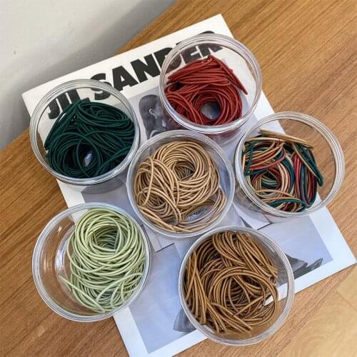 100 Pcs/Box New Women Girls Elegant Solid Elastic Hair Bands Ladies Lovely Scrunchies Rubber Bands Female Hair Accesssories