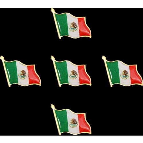 5PCS Euro National Emblem Souvenir Coat of Arms Mexico Flag Brooch Baseball Cap Lala Team Service Safety Buckle Jewelry