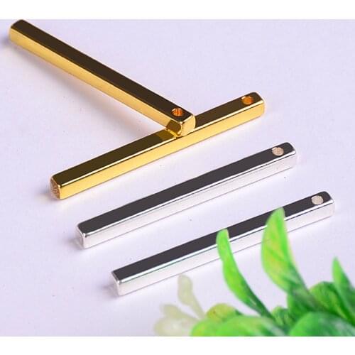 50pcs Copper Material Silver color Small sticks charms Simple Bar charm for necklaces Long Strip Pendant for DIY