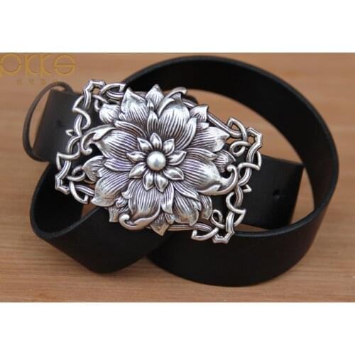 Free Shipping,flower new style natural 100% cow leather,buckle belt.brand genuine leather fashion vintage belts quality