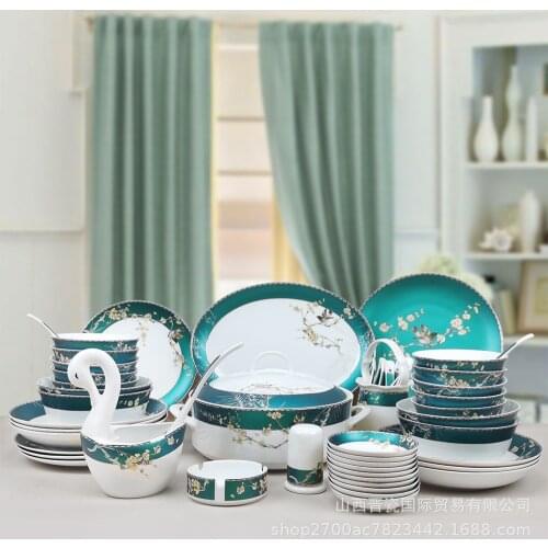 Household Chinese court bone porcelain bowl and plate ceramic bowl and plate set hotel restaurant table gift wholesale