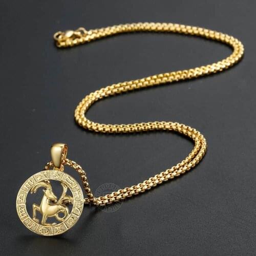 Fashion Capricorn Zodiac Sign Necklace For Women Men Gold Pendant Necklace Fashion Jewelry Personal Birthday Gifts GP366