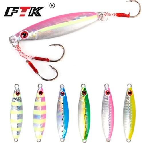 FTK Metal Jig Fishing Spoon 20g-50g Fresh Water Fishing Hard Lead Fish Lure Slice Jig Bait Spoon Fishing Tackle Metal Jigging