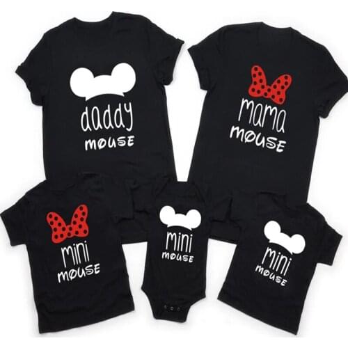 1 PC Daddy Mama Mini Mouse Family Matching Clothes Parents Kids Cotton T Shirts Baby Bodysuits Top Fashion Family Look Tees