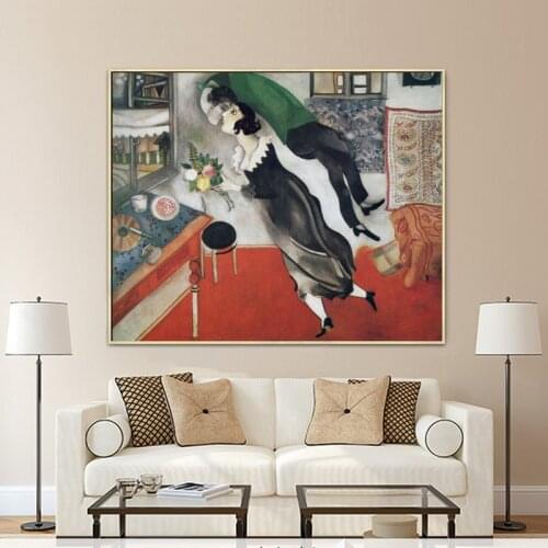 Famous Painting The Birthday by Marc Chagall Posters and Prints Wall Art Canvas Painting for Living Room Home Decor No Frame