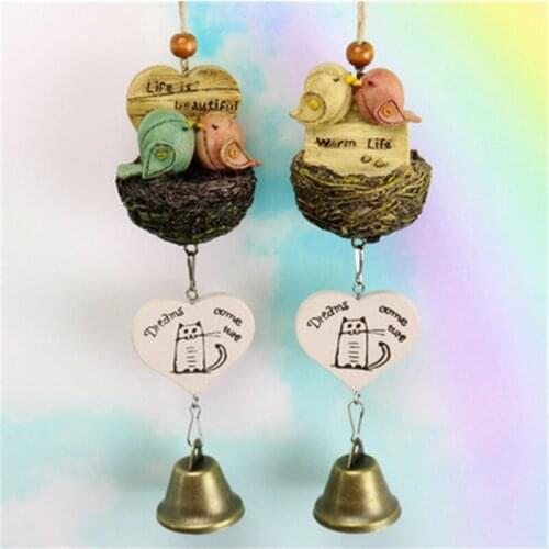 Beautiful Bird Wind Chimes Clock Garden Outdoor Home Decor Wall Hanging Decoration Birds Nest Wind Chime
