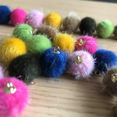 Yidensy 24pcs Round Mink Fur Ball Pompom Charm Pendant dia 15mm with Hole fit Earrings Necklace Bracelet DIY Jewelry Findings