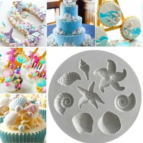 Kitchen Fondant Cake Mold Cookies Chocolate Silicone Seashell Conch Baking DIY Mould 3D