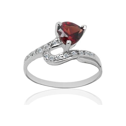 Fashion Silver Snake Ring with Gemstone 6mm Natural Garnet Silver Ring for Daily Wear Solid 925 Silver Garnet Ring