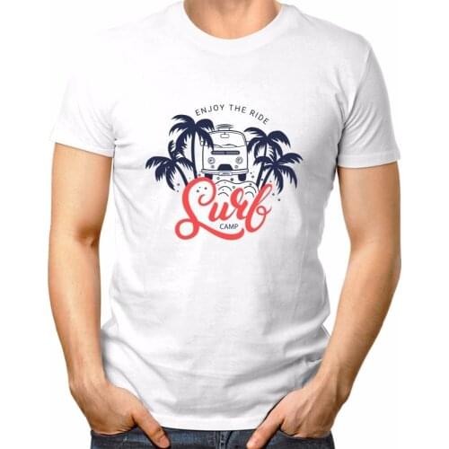 T Shirts Fashion 2019 Dress T-Shirt miami Florida Beach Enjoy The Ride Surfer Camp White Tee Shirts