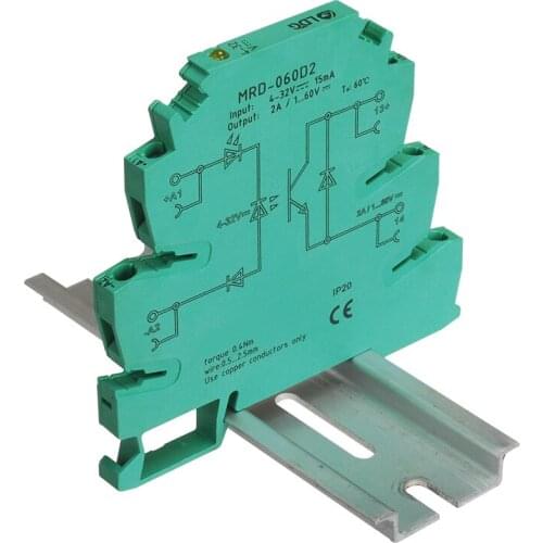 MRD-060D2 Innovative LED Indication 2A Input: 5V 12V 24V DC SSR Solid Sate Relay Interface DIN Rail Relay Module Switch Board